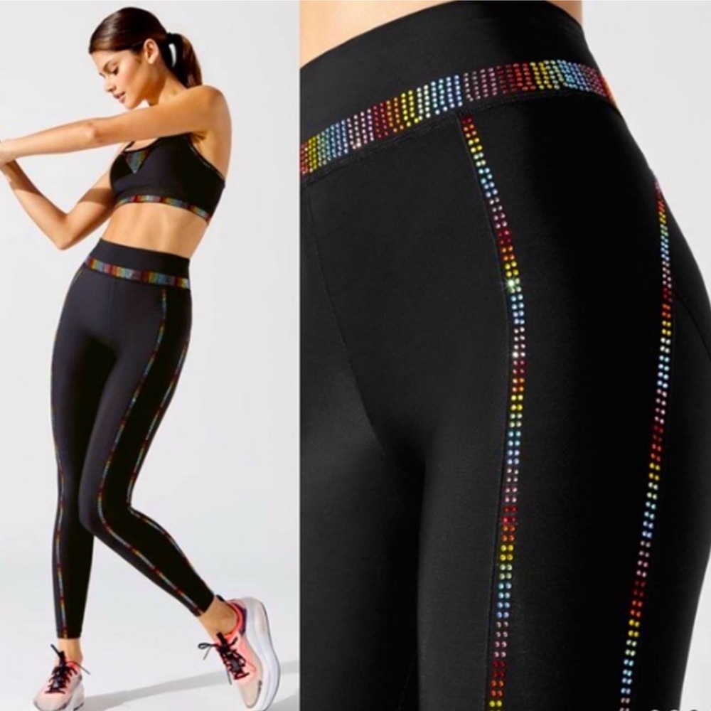 ADAM SELMAN Sport rainbow crystals The Racer high rise full length leggings‎ S
